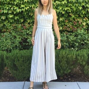 Striped white/beige jumpsuit small
